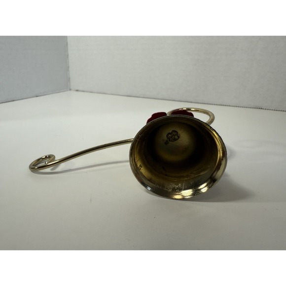 Candle Snuffer Bell 4" Red Rose Floral Flower Valentine Gold Tone - Picture 8 of 8